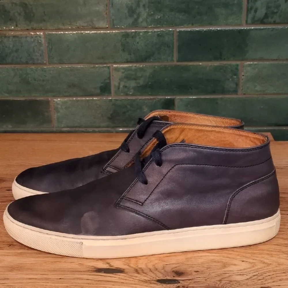 Blake McKay Men's Size 10 Navy Leather Chukka Boots Casual Lace-Up
